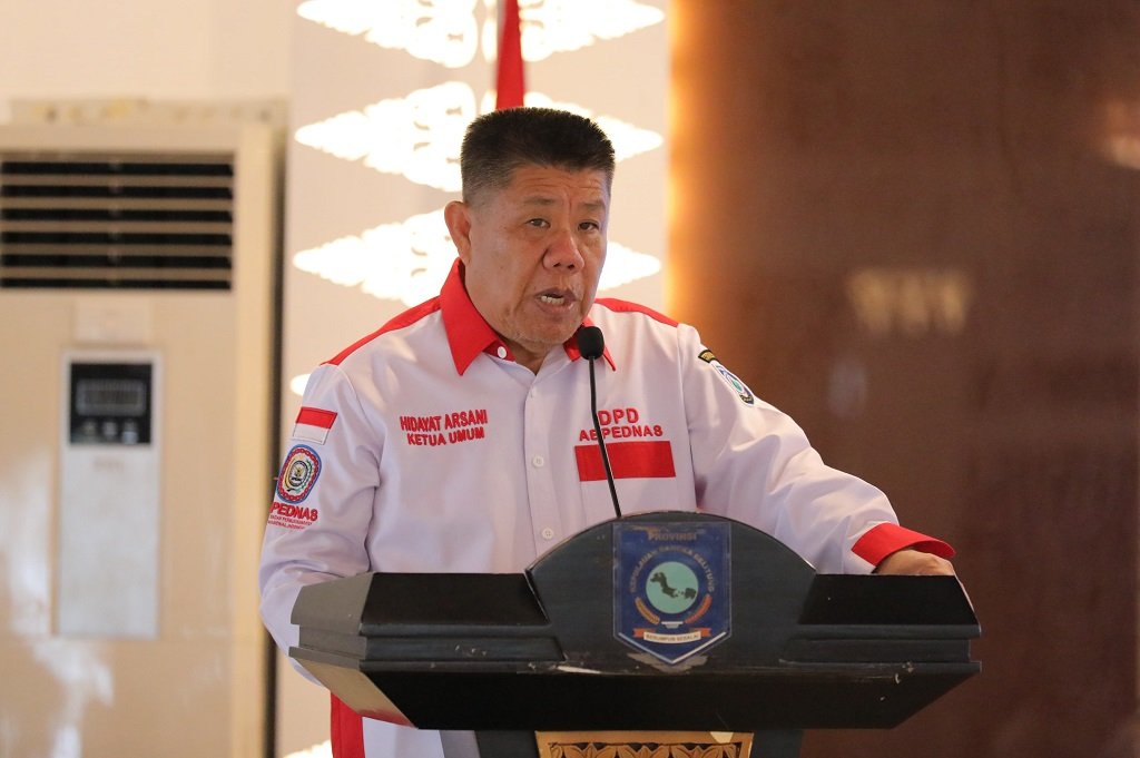 Sambutan Gubernur Babel yang juga Ketum DPD ABPEDNAS Babel, Hidayat Arsani. (Foto: doc. Humas Diskominfo Babel)