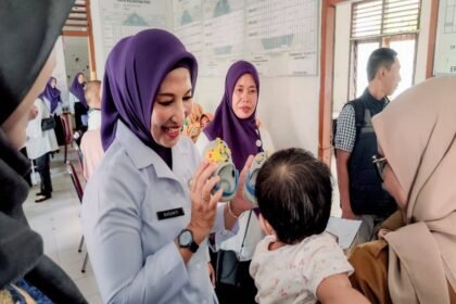 Pastikan Kenyamanan Warga, Ketua TP Posyandu Pangkalpinang Pantau Langsung Layanan Posyandu Tulip. (Foto: doc. Humas Diskominfo Pkp)