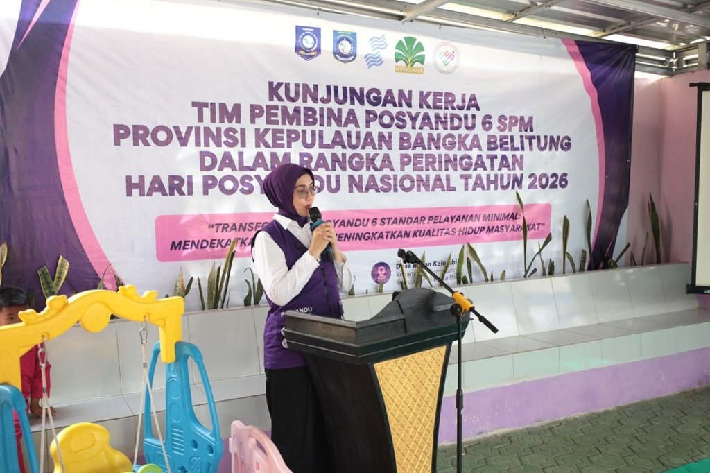 Ketua Tim Pembina Pos Pelayanan Terpadu (TP-Posyandu) Provinsi Babel, Noni Hidayat Berharap Posyandu Flamboyan Bangka Barat Siap Harumkan Nama Babel di Tingkat Nasional. (Foto: doc. Humas Diskominfo Babel)